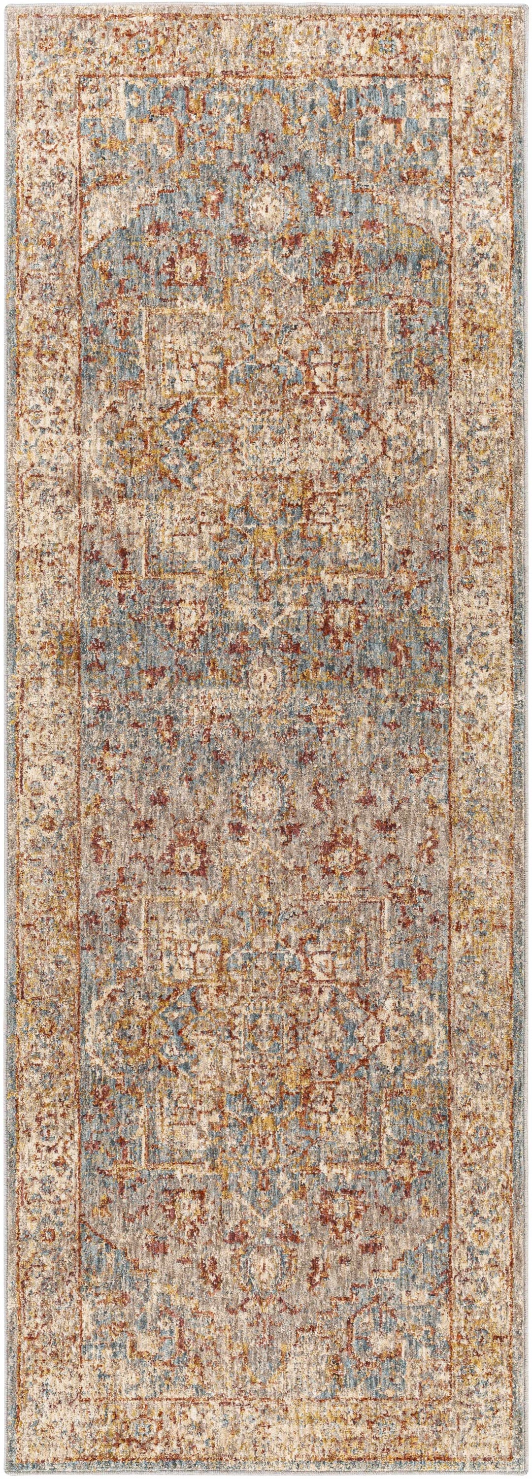 Lumpkin Rust And Blue Traditional Style Area Rug