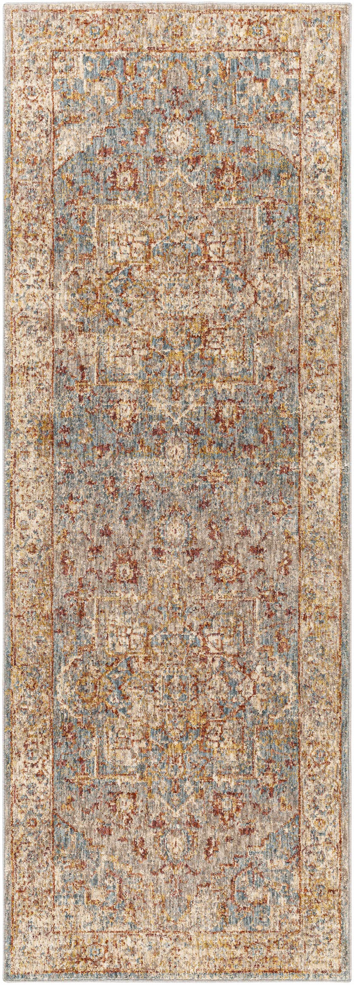 Lumpkin Rust And Blue Traditional Style Area Rug