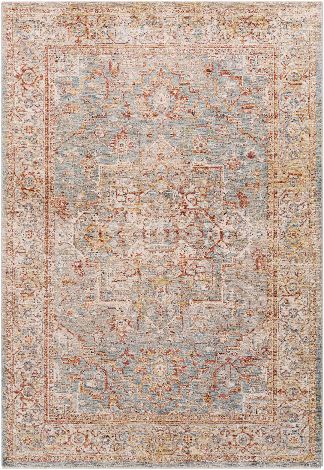Lumpkin Rust And Blue Traditional Style Area Rug