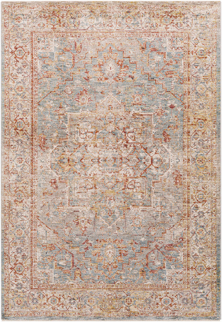 Lumpkin Rust And Blue Traditional Style Area Rug