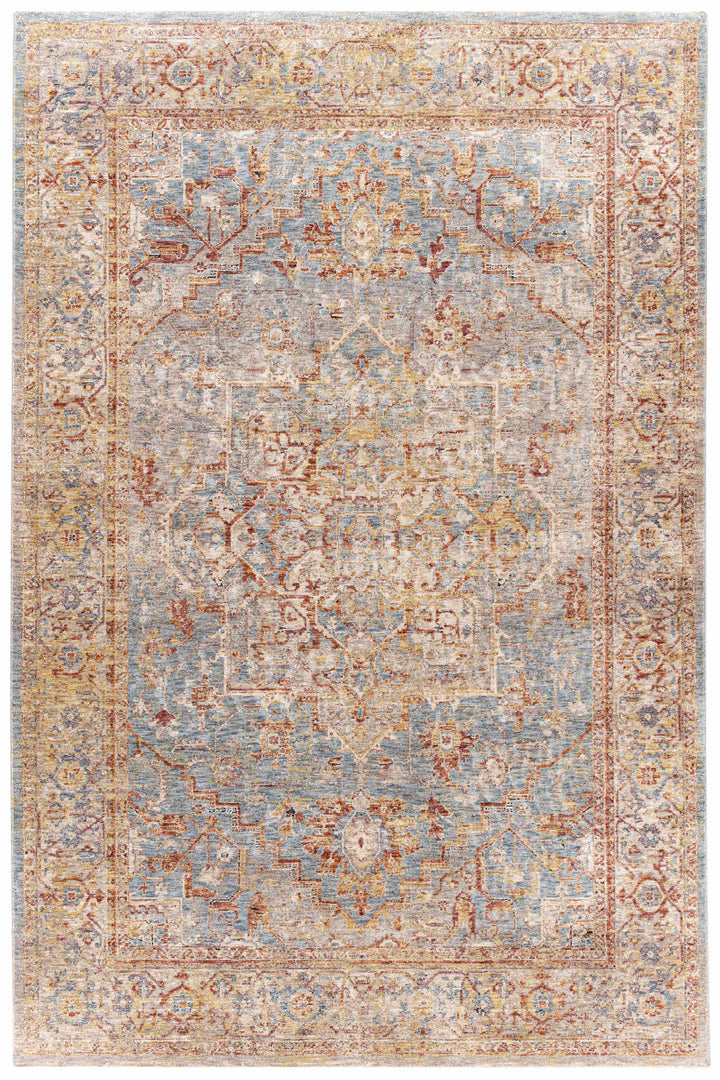 Lumpkin Rust And Blue Traditional Style Area Rug