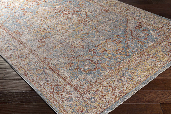 Lumpkin Rust And Blue Traditional Style Area Rug