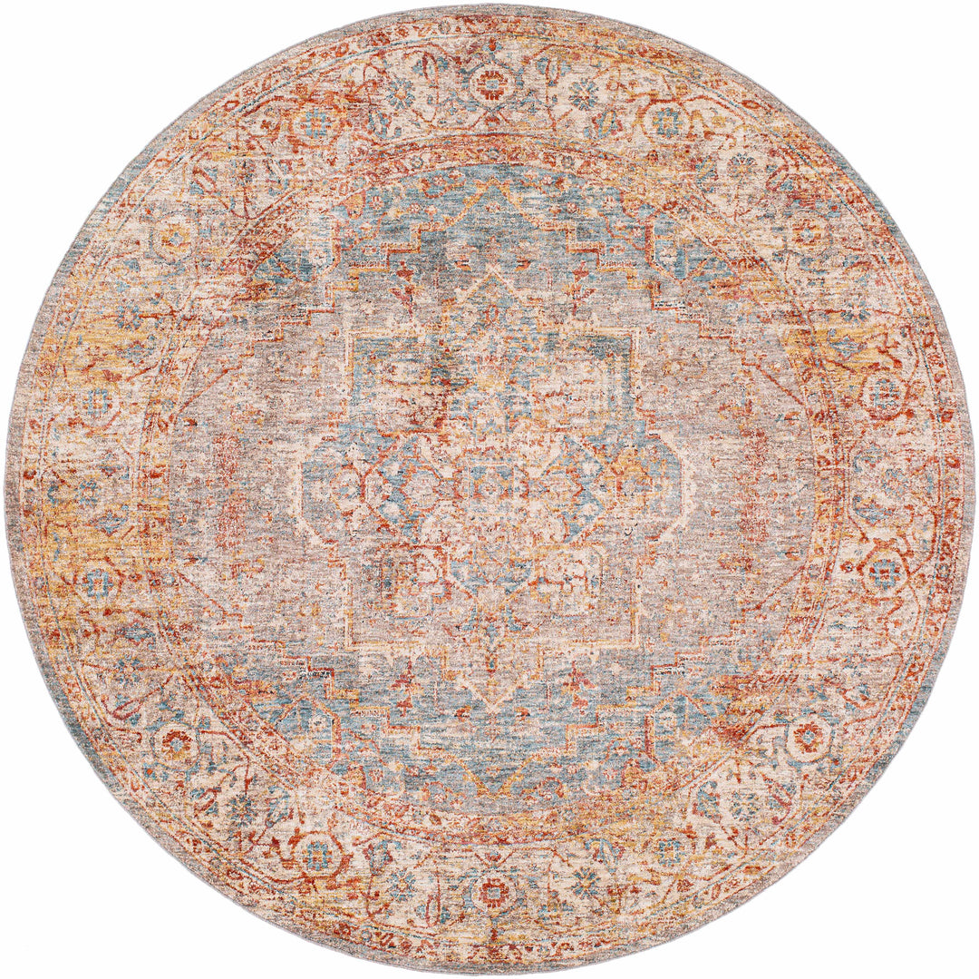 Lumpkin Rust And Blue Traditional Style Area Rug