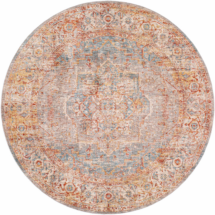 Lumpkin Rust And Blue Traditional Style Area Rug