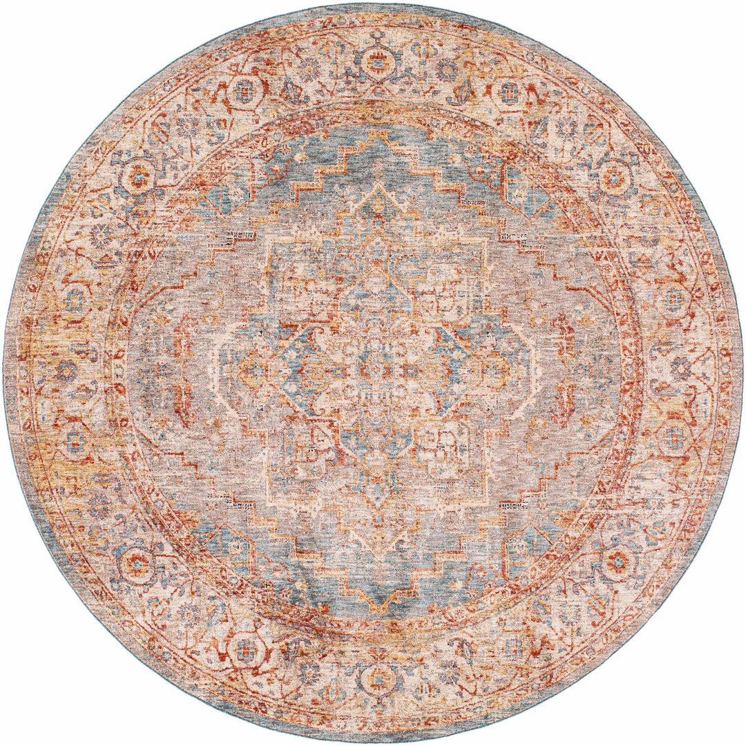 Lumpkin Rust And Blue Traditional Style Area Rug