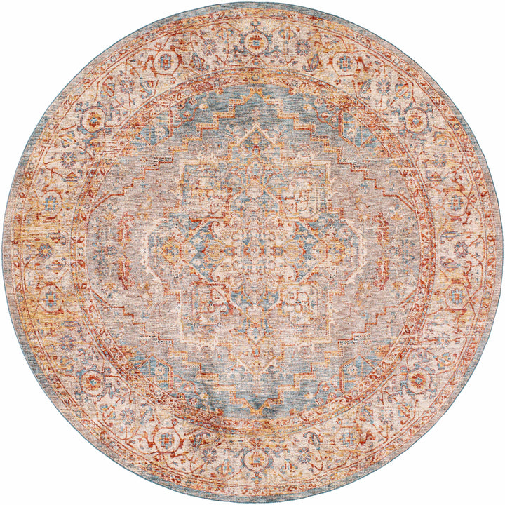 Lumpkin Rust And Blue Traditional Style Area Rug