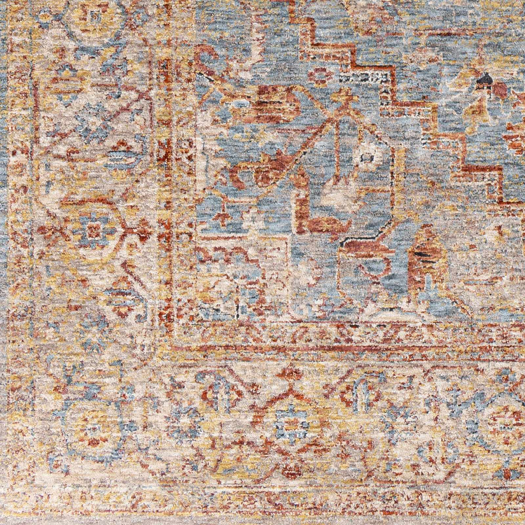 Lumpkin Rust And Blue Traditional Style Area Rug