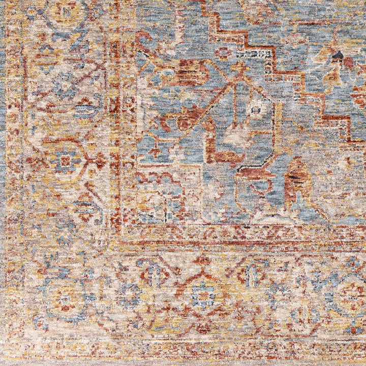 Lumpkin Rust And Blue Traditional Style Area Rug