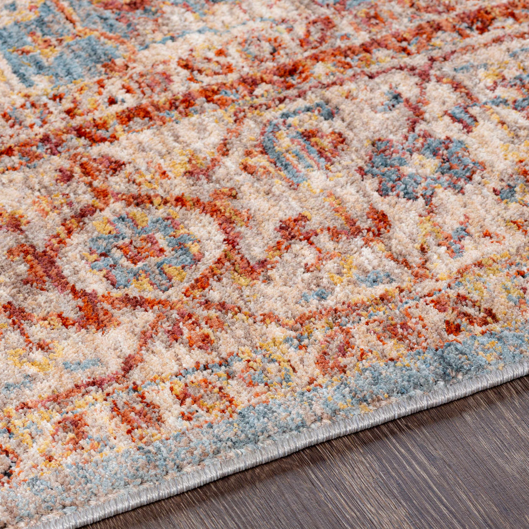Lumpkin Rust And Blue Traditional Style Area Rug