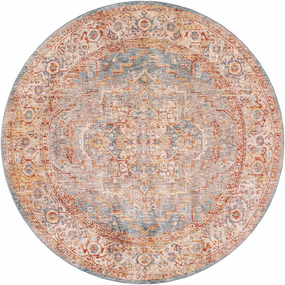 Lumpkin Rust And Blue Traditional Style Area Rug - The Rug Decor