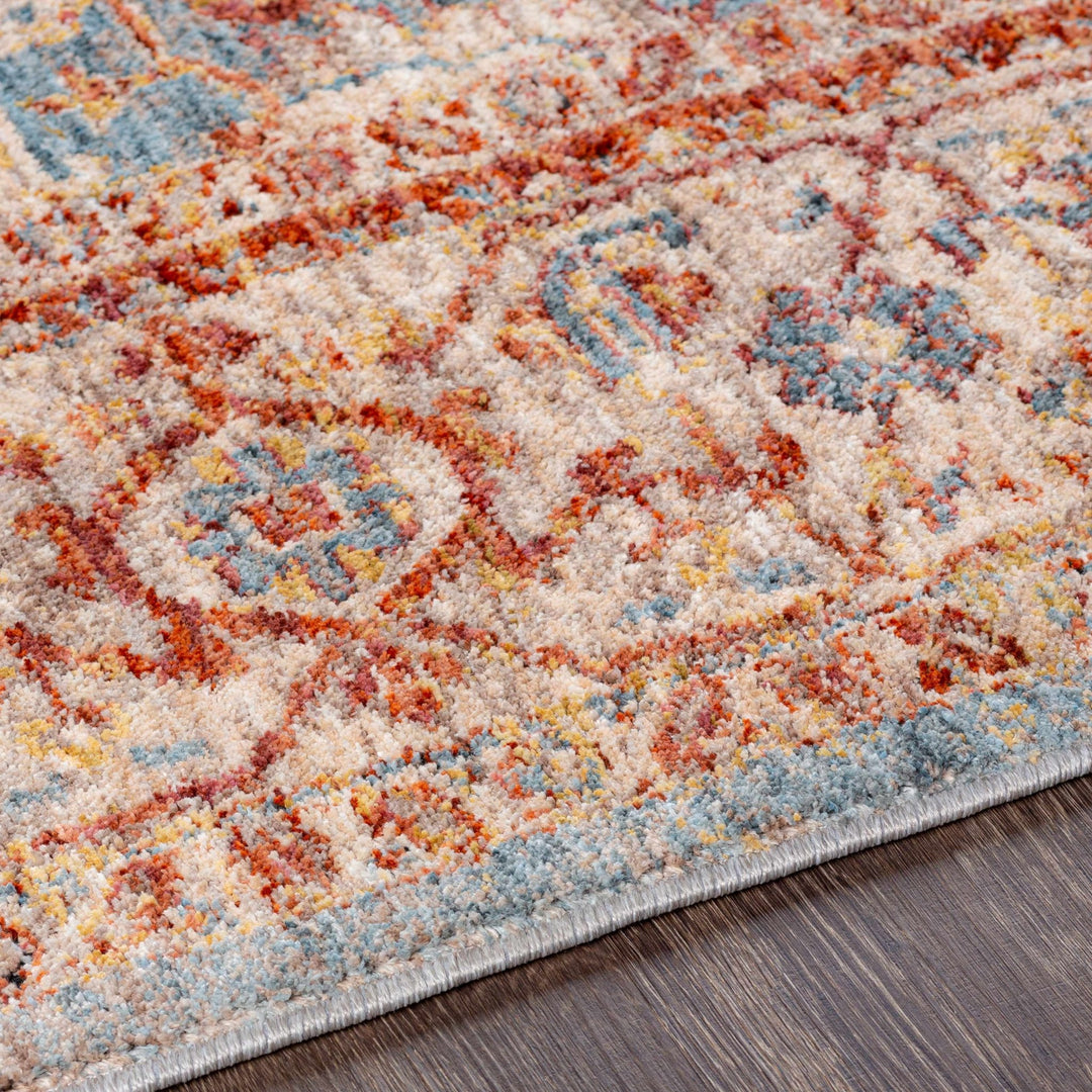 Lumpkin Rust And Blue Traditional Style Area Rug - The Rug Decor
