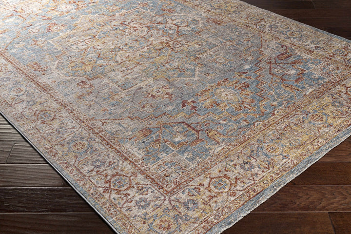 Lumpkin Rust And Blue Traditional Style Area Rug - The Rug Decor