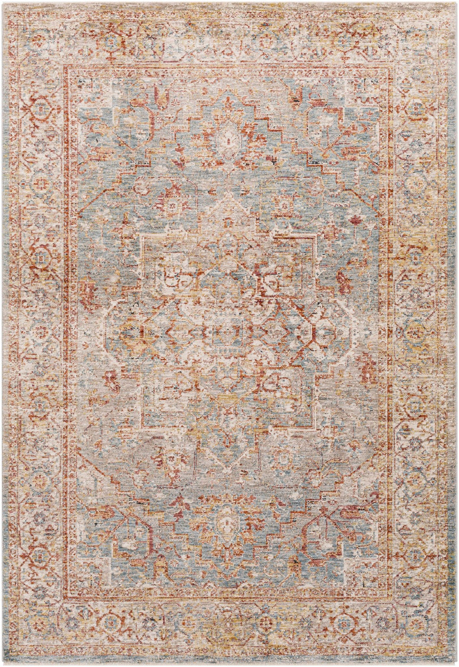 Lumpkin Rust And Blue Traditional Style Area Rug - The Rug Decor