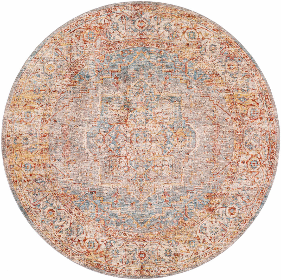 Lumpkin Rust And Blue Traditional Style Area Rug - The Rug Decor