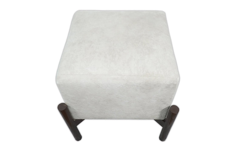 Luxury Velvet Handmade Ivory Wooden Stool - The Rug Decor