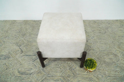 Luxury Velvet Handmade Ivory Wooden Stool - The Rug Decor