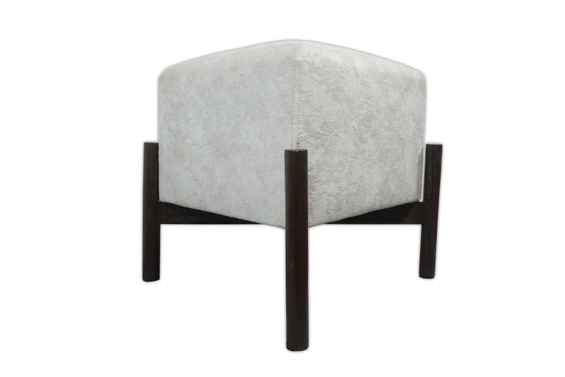 Luxury Velvet Handmade Ivory Wooden Stool - The Rug Decor