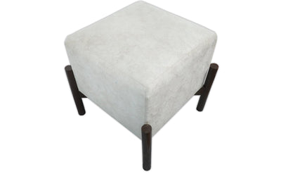 Luxury Velvet Handmade Ivory Wooden Stool - The Rug Decor