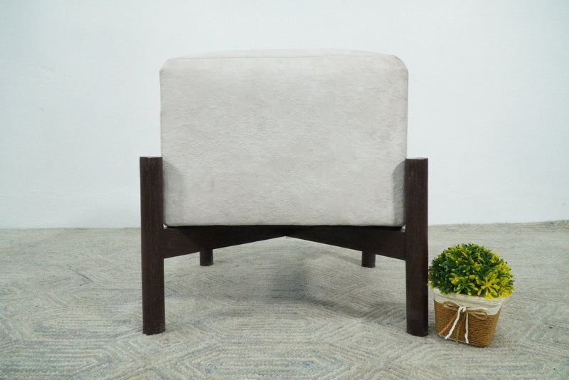 Luxury Velvet Handmade Ivory Wooden Stool - The Rug Decor