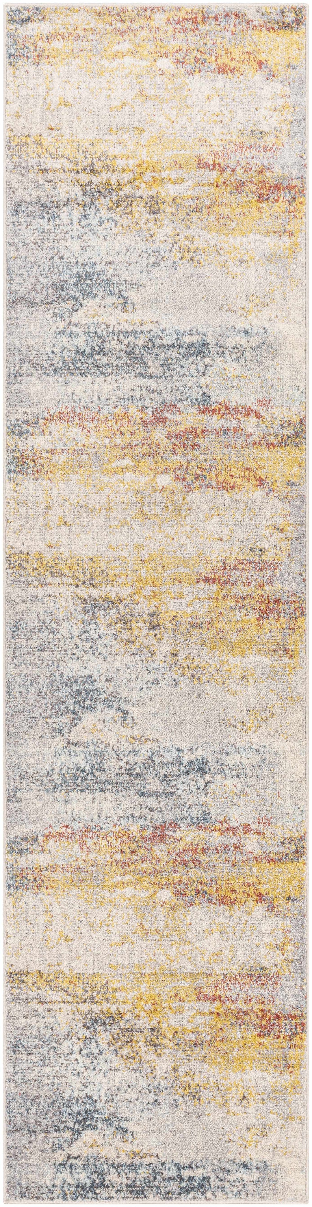 Alexandra Modern Abstract Design Blue And Mustard Area Rug