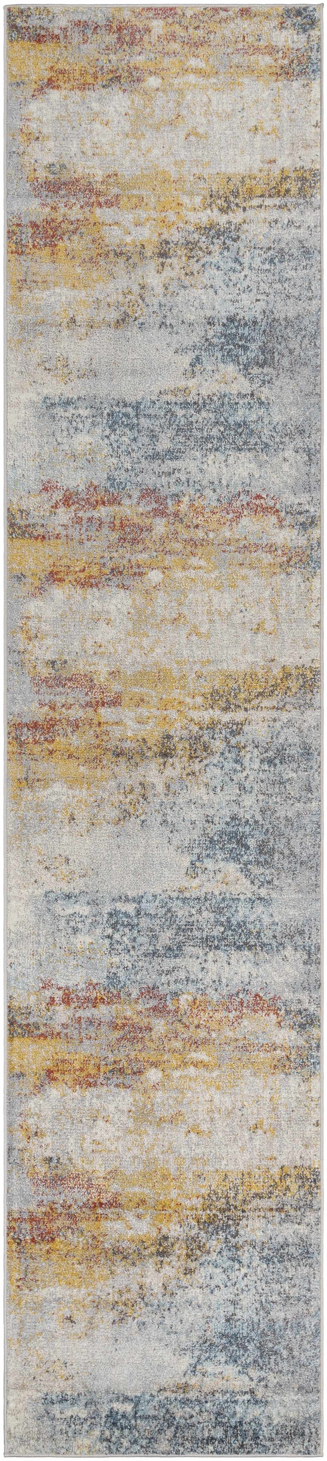 Alexandra Modern Abstract Design Blue And Mustard Area Rug