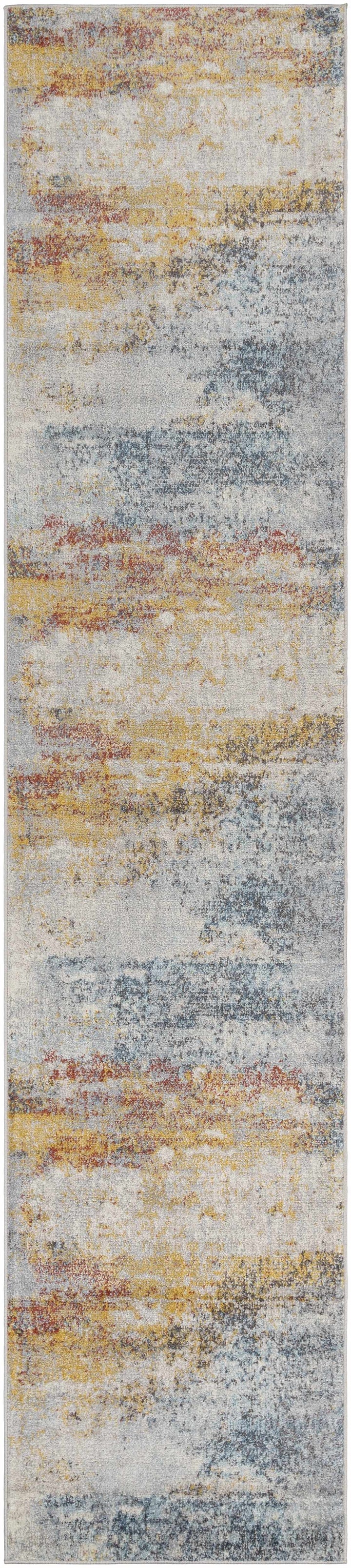 Alexandra Modern Abstract Design Blue And Mustard Area Rug