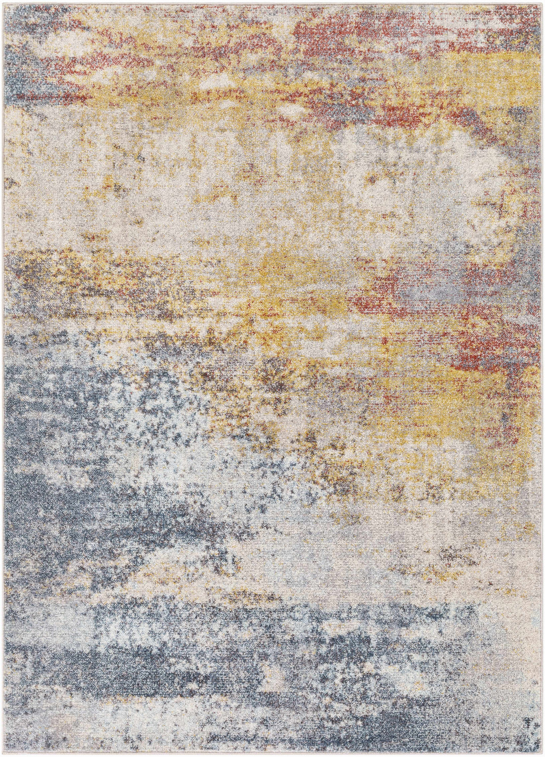 Alexandra Modern Abstract Design Blue And Mustard Area Rug
