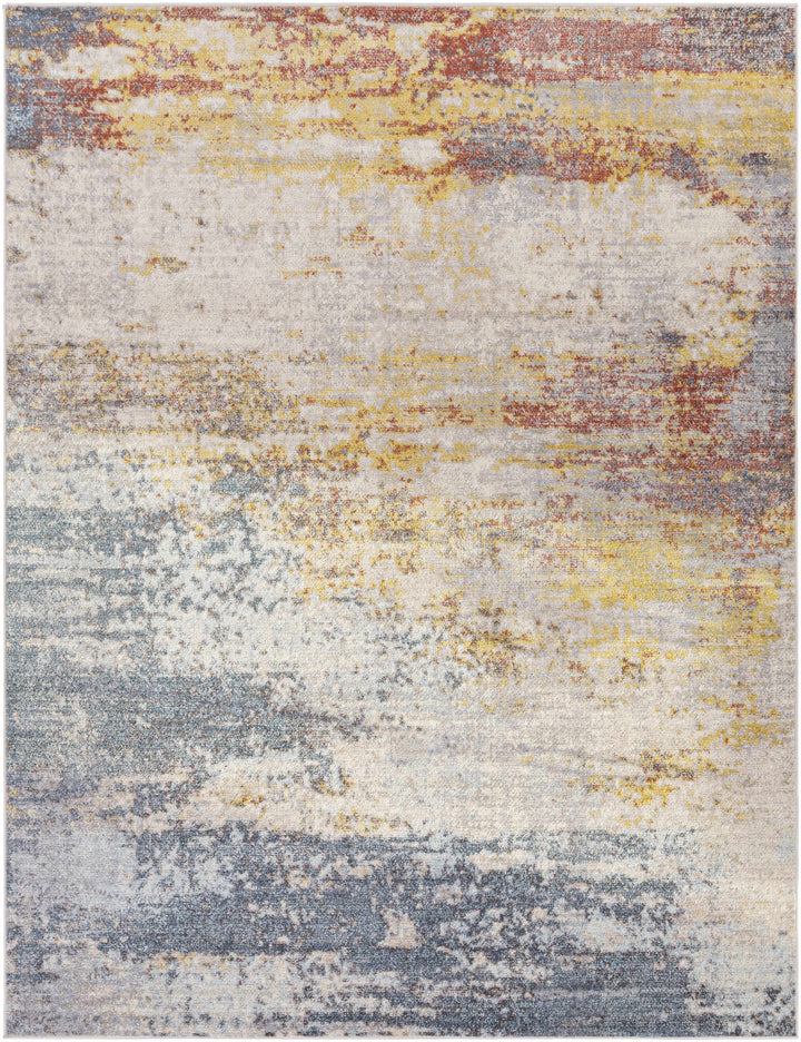 Alexandra Modern Abstract Design Blue And Mustard Area Rug