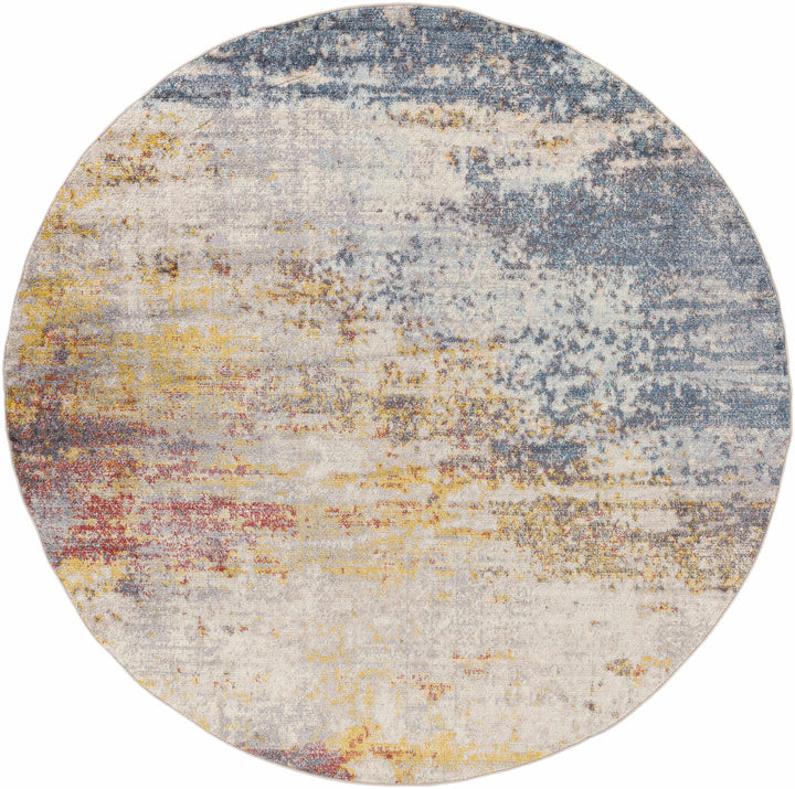 Alexandra Modern Abstract Design Blue And Mustard Area Rug