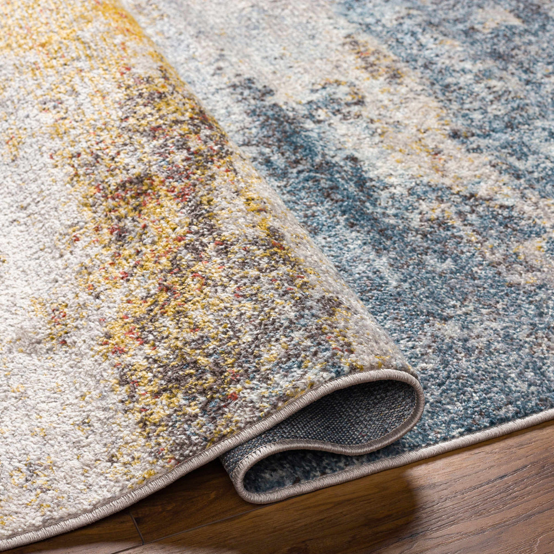 Alexandra Modern Abstract Design Blue And Mustard Area Rug