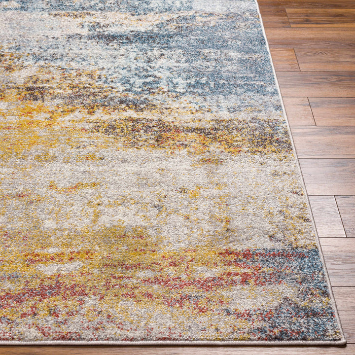 Alexandra Modern Abstract Design Blue And Mustard Area Rug