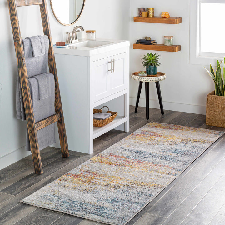 Alexandra Modern Abstract Design Blue And Mustard Area Rug