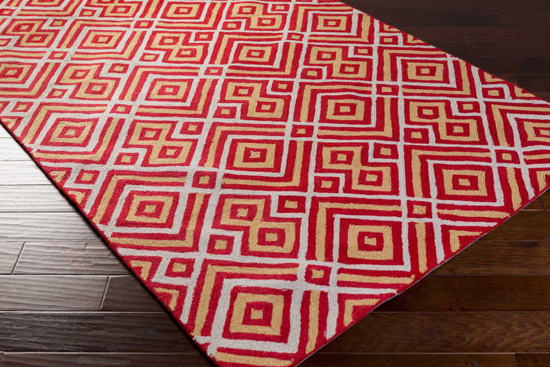 Loyalhanna Modern Geometrical Design Red Hand Tufted Area Rug