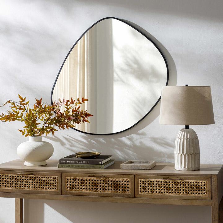 Lochovice Black Distressed Wood Wall Mirror – Iron Frame, 2 Sizes