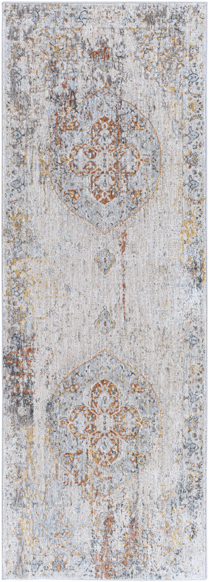Ely Gray And Ivory Traditional Medallion Design Area Rug
