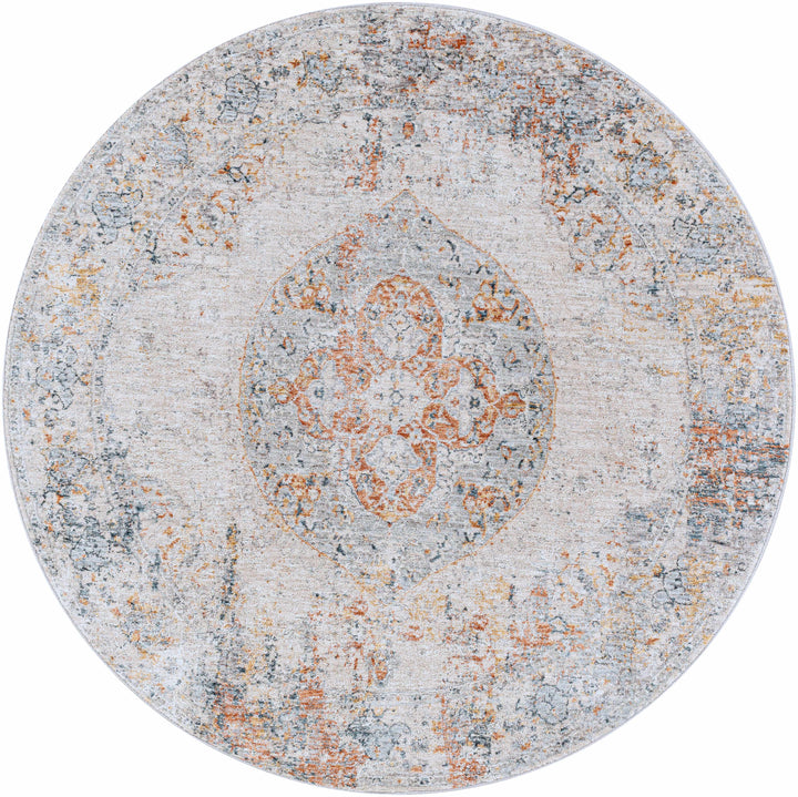 Ely Gray And Ivory Traditional Medallion Design Area Rug