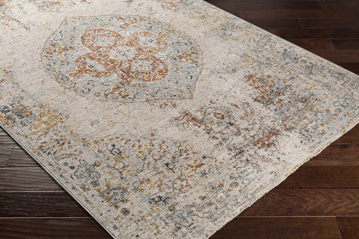 Ely Gray And Ivory Traditional Medallion Design Area Rug