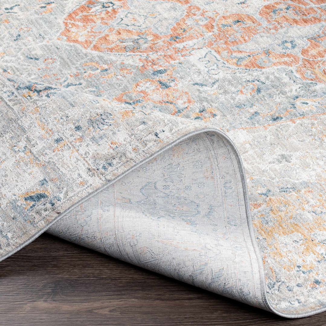 Ely Gray And Ivory Traditional Medallion Design Area Rug