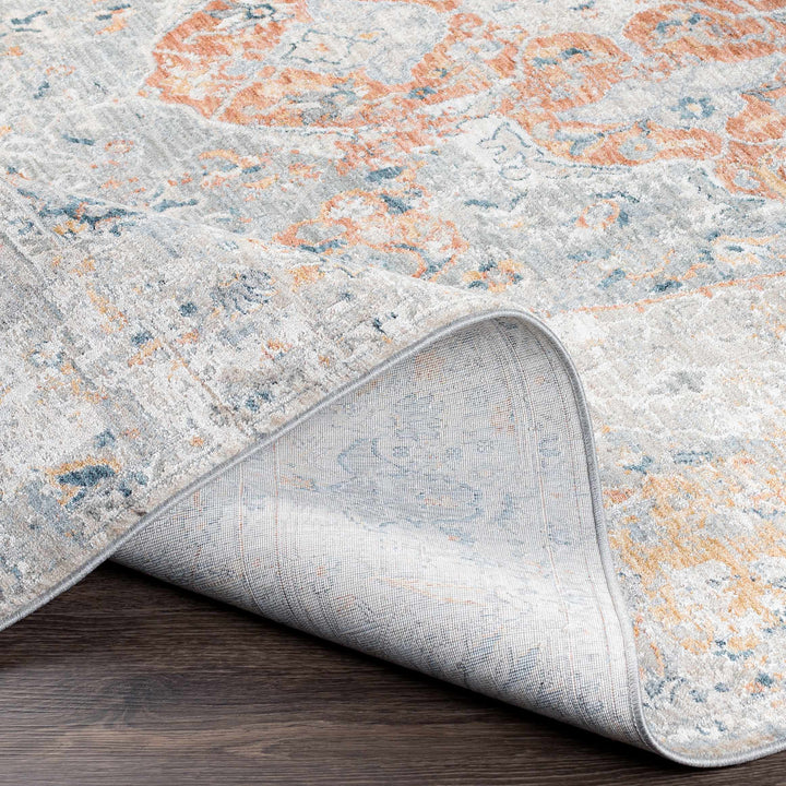 Ely Gray And Ivory Traditional Medallion Design Area Rug