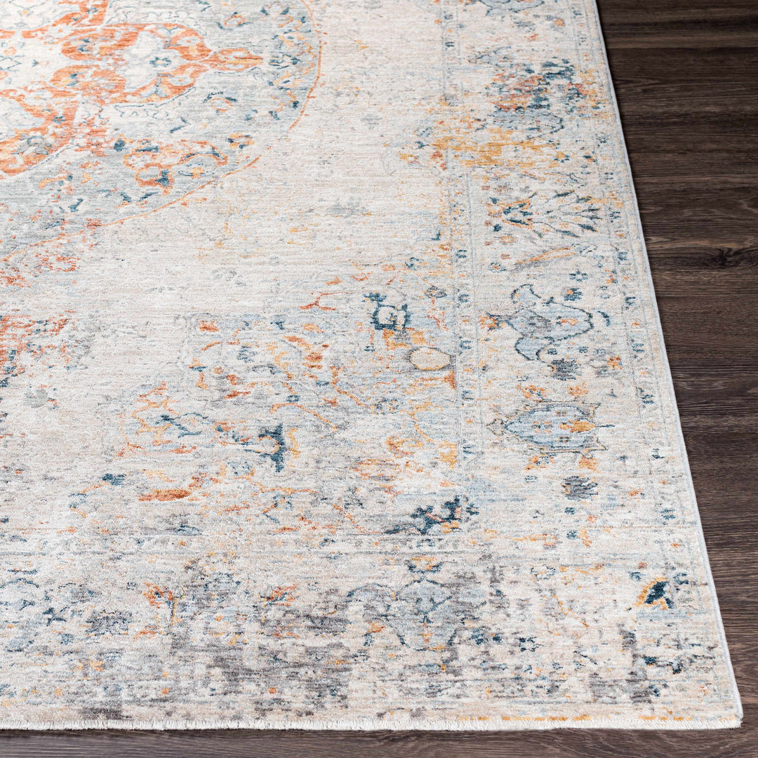 Ely Gray And Ivory Traditional Medallion Design Area Rug
