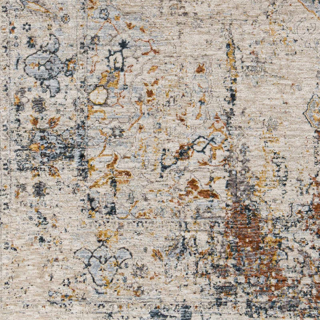 Ely Gray And Ivory Traditional Medallion Design Area Rug