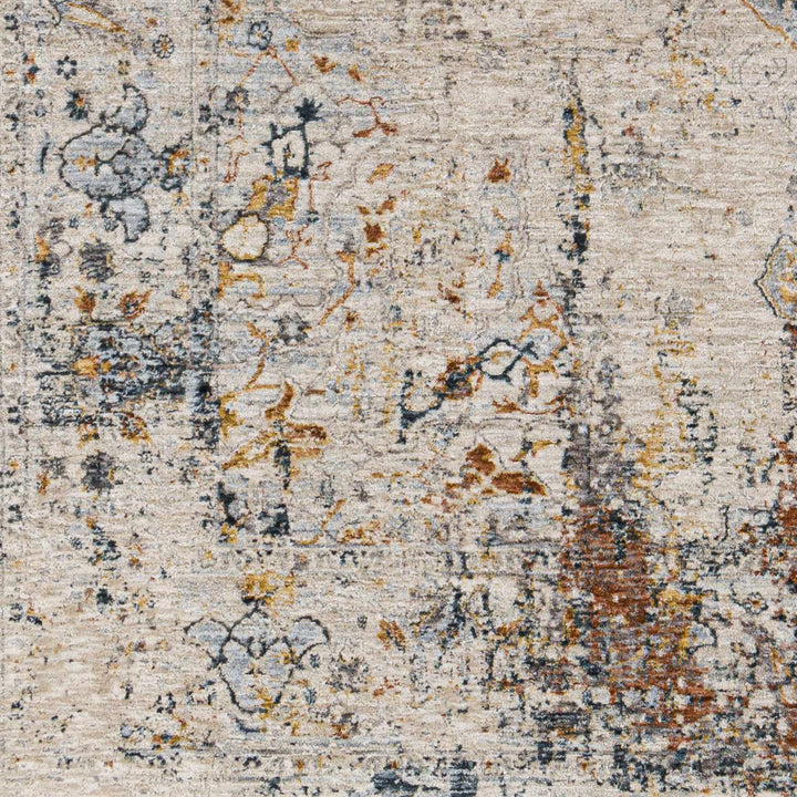 Ely Gray And Ivory Traditional Medallion Design Area Rug