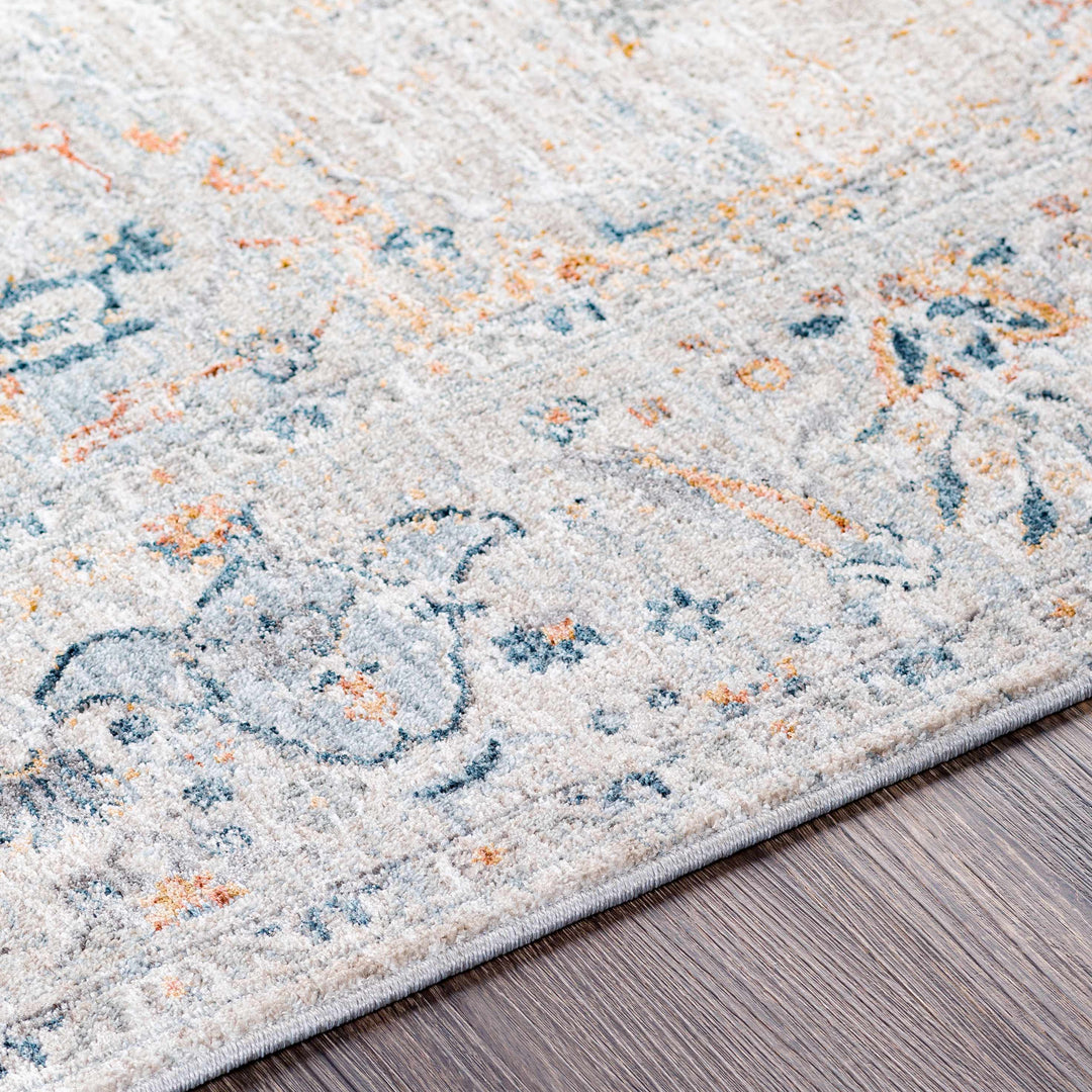Ely Gray And Ivory Traditional Medallion Design Area Rug
