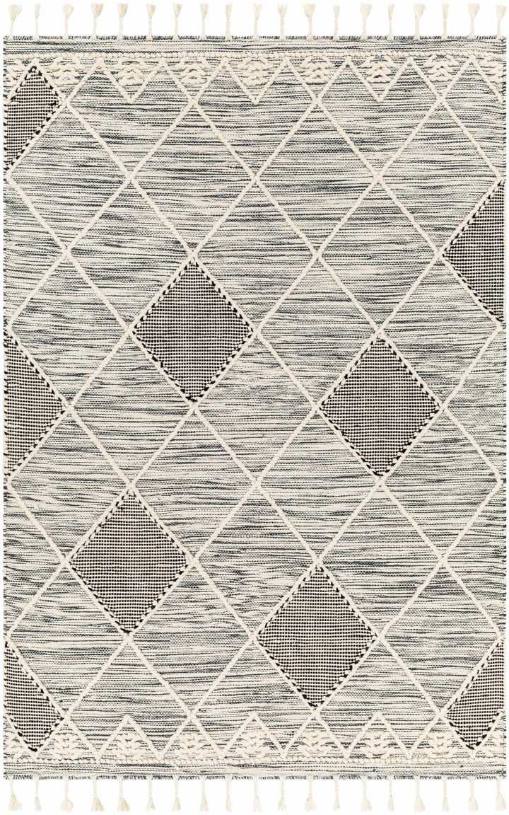 Mabua Tasseled Modern Black Hand Woven Jute & Wool Rug - The Rug Decor