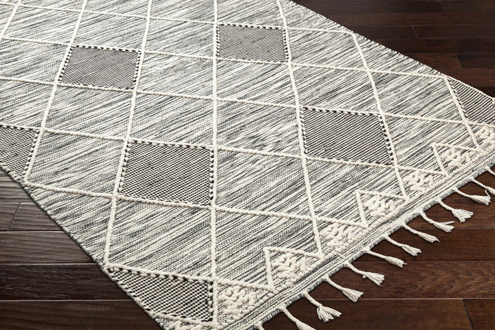 Mabua Tasseled Modern Black Hand Woven Jute & Wool Rug - The Rug Decor