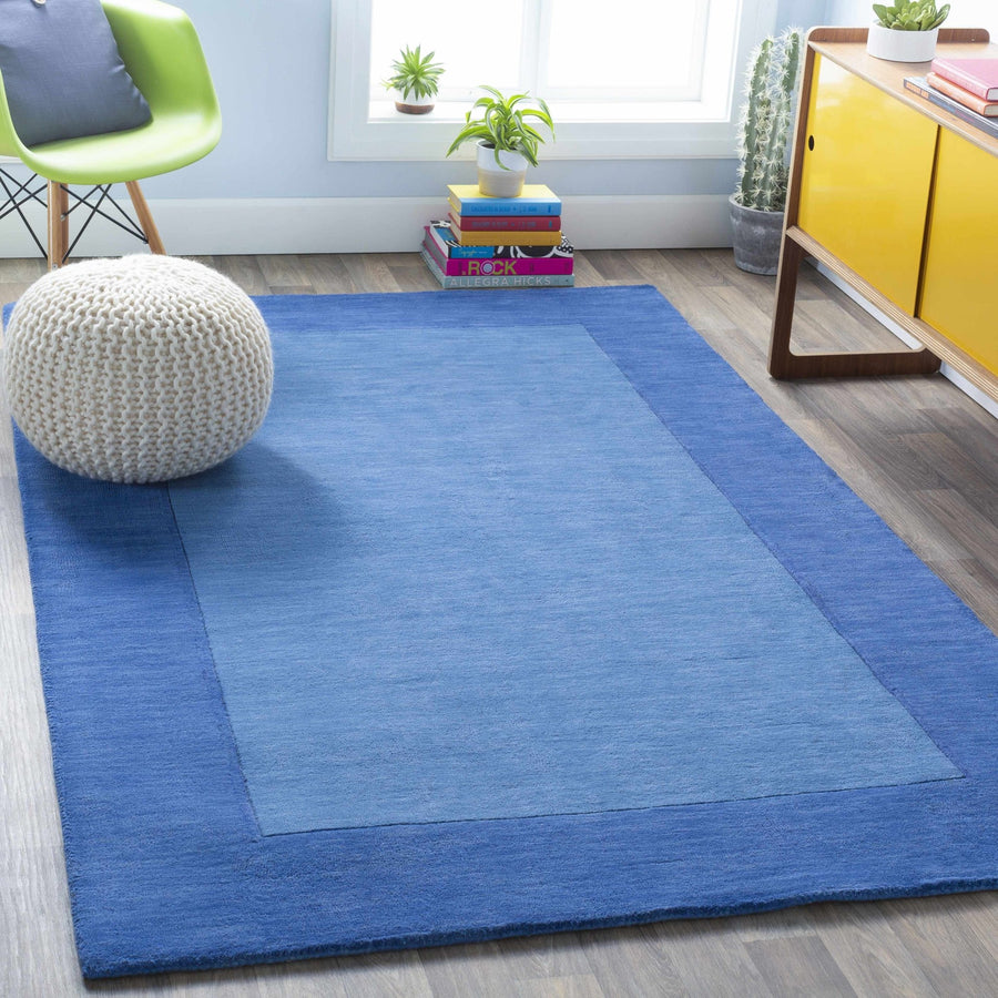 Macedon Modern Solid Blue Wool Rug - The Rug Decor