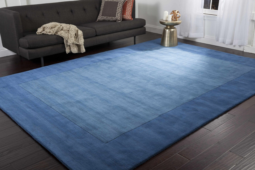 Macedon Modern Solid Blue Wool Rug - The Rug Decor