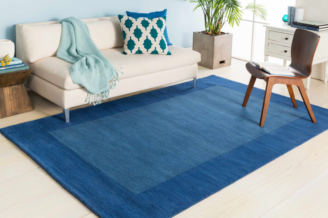 Macedon Modern Solid Blue Wool Rug - The Rug Decor