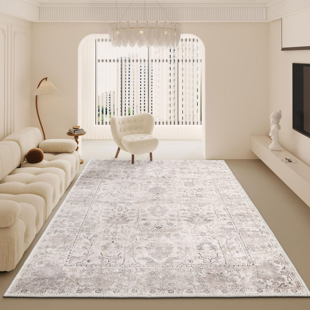Machine Washable Ivory Traditional style Cotton Rug - The Rug Decor