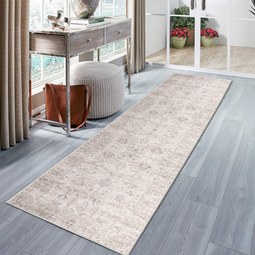 Machine Washable Ivory Traditional style Cotton Rug - The Rug Decor